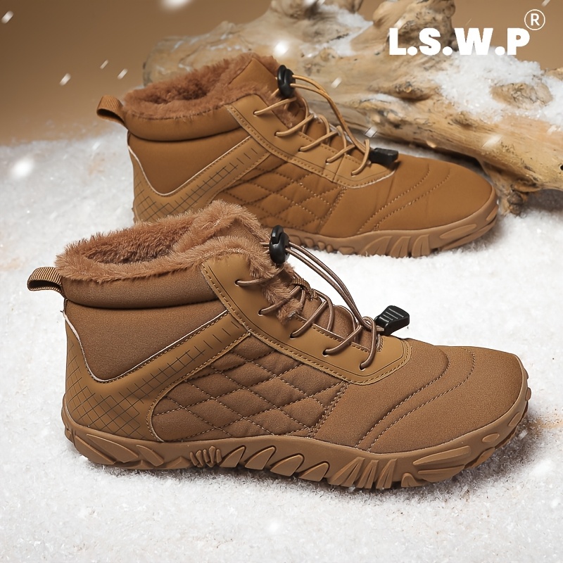 Men's Cozy Fleece-Lined Snow Boots with Reliable Traction